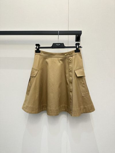 Celine Contrast-Trim Midi Shirt in Beige