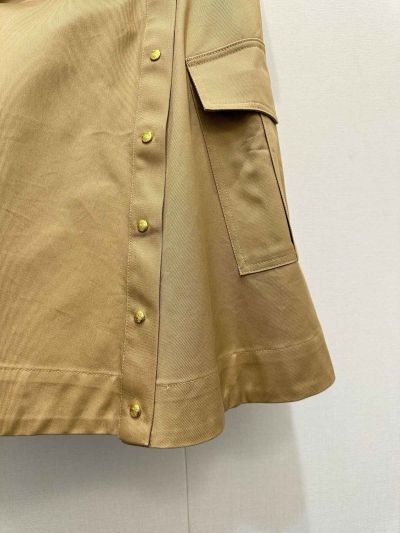 Celine Contrast-Trim Midi Shirt in Beige