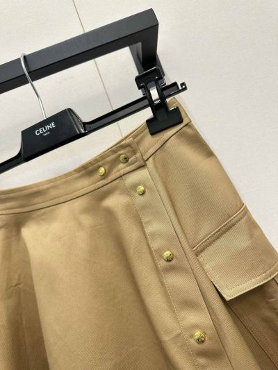 Celine Contrast-Trim Midi Shirt in Beige