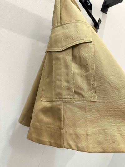 Celine Contrast-Trim Midi Shirt in Beige