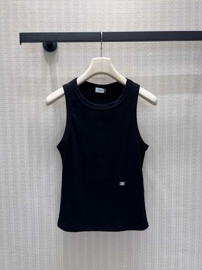 Celine Crew Neck Embroidered Shirt in Navy