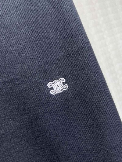 Celine Crew Neck Embroidered Shirt in Navy