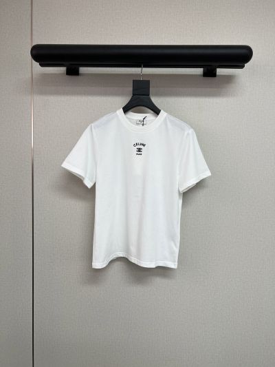 Celine Crew Neck Short Sleeve T-Shirt in White and Black