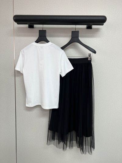 Celine Crew Neck Short Sleeve T-Shirt in White and Black