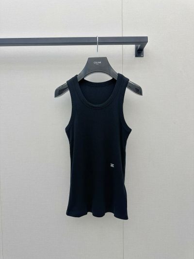 Celine Crew Neck Sleeveless Top in Navy