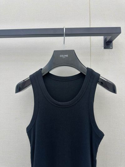 Celine Crew Neck Sleeveless Top in Navy