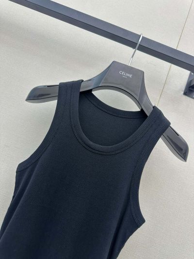 Celine Crew Neck Sleeveless Top in Navy