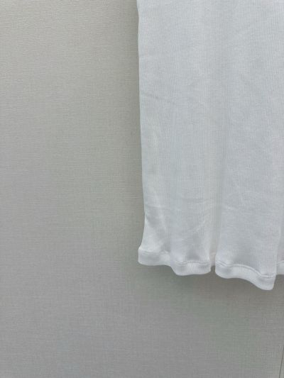 Celine Crew Neck Sleeveless Vest in White