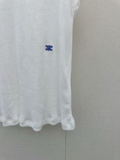 Celine Crew Neck Sleeveless Vest in White