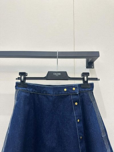 Celine Denim Contrast-Trim Shirt in Navy