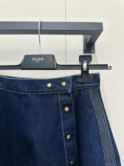 Celine Denim Contrast-Trim Shirt in Navy