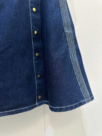 Celine Denim Contrast-Trim Shirt in Navy