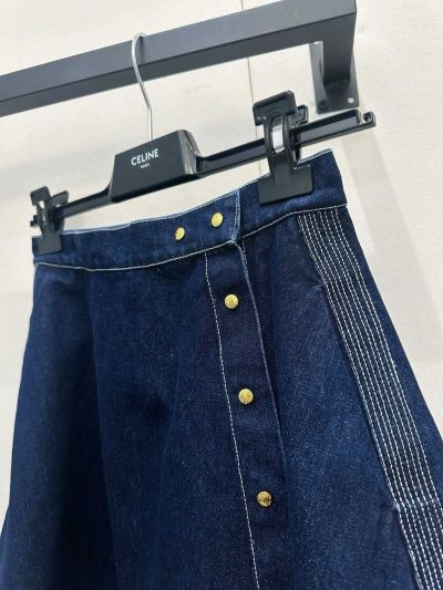 Celine Denim Contrast-Trim Shirt in Navy