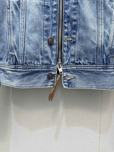 Celine Denim Long Sleeve Coat in Light Blue
