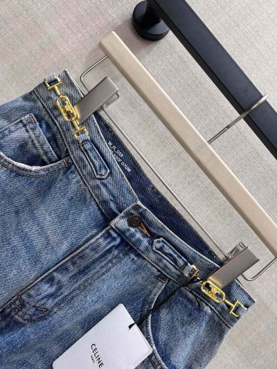 Celine Denim Wide-Leg Pants in Blue