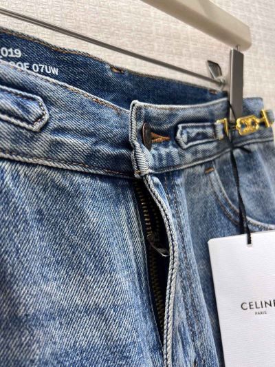 Celine Denim Wide-Leg Pants in Blue