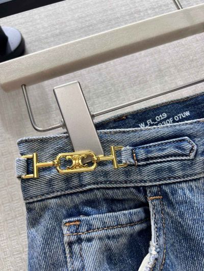 Celine Denim Wide-Leg Pants in Blue