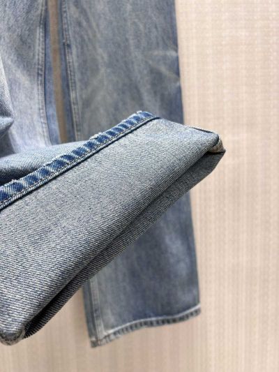 Celine Denim Wide-Leg Pants in Blue