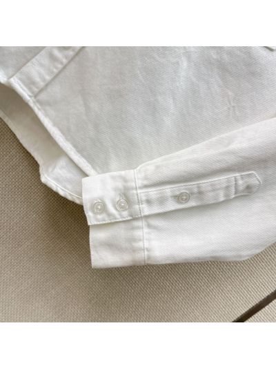 Celine Embroidered Denim Shirt in White