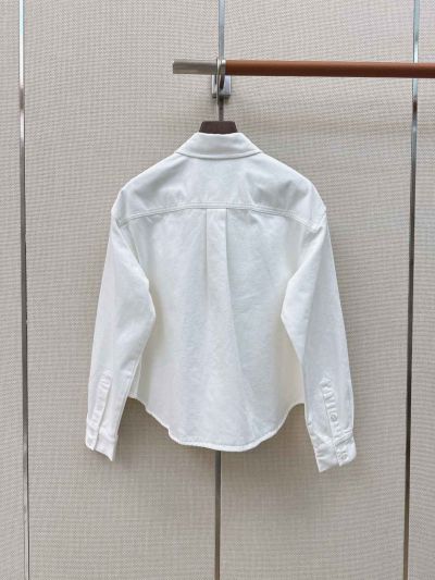 Celine Embroidered Denim Shirt in White