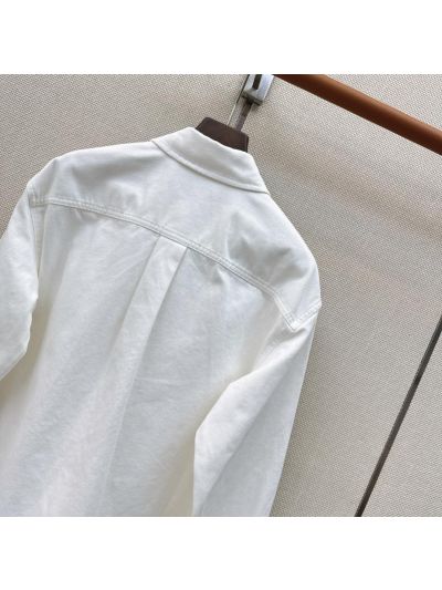 Celine Embroidered Denim Shirt in White