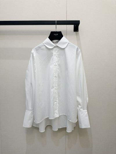 Celine Embroidered Long Sleeve Shirt in White