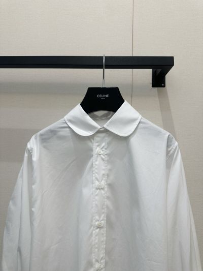 Celine Embroidered Long Sleeve Shirt in White