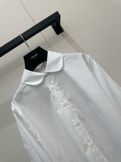 Celine Embroidered Long Sleeve Shirt in White