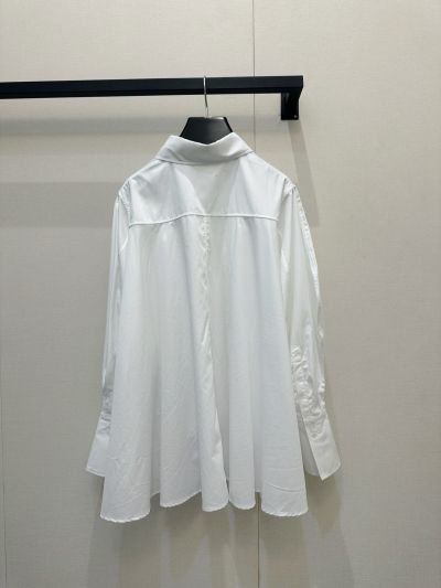 Celine Embroidered Long Sleeve Shirt in White