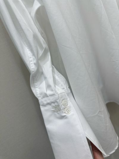 Celine Embroidered Long Sleeve Shirt in White