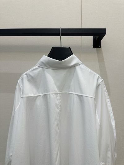 Celine Embroidered Long Sleeve Shirt in White