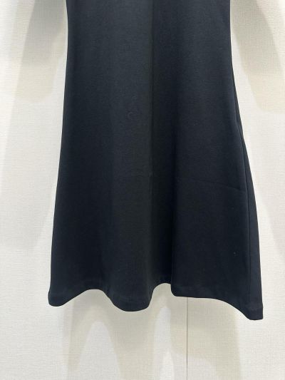 Celine Embroidered Stand Collar Dress in Black