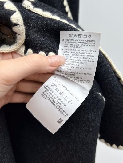 Celine Fringe Button-Front Coat in Black and White