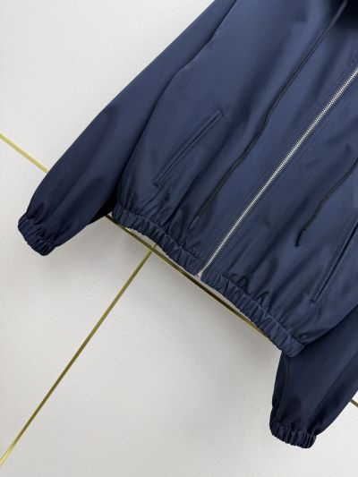 Celine Hooded Long Sleeve Coat in Navy