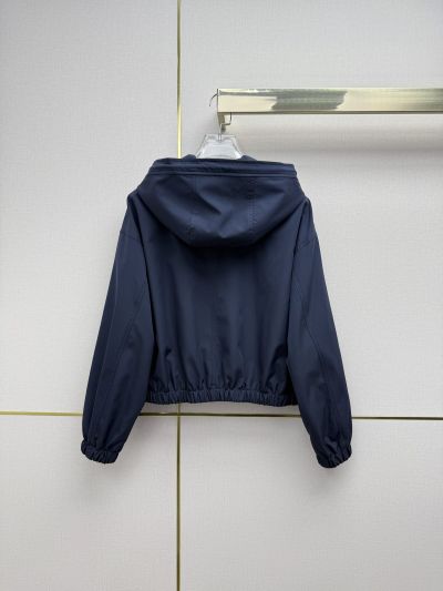 Celine Hooded Long Sleeve Coat in Navy