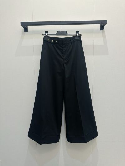 Celine Leather Wide-Leg Pants in Black