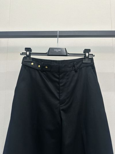 Celine Leather Wide-Leg Pants in Black
