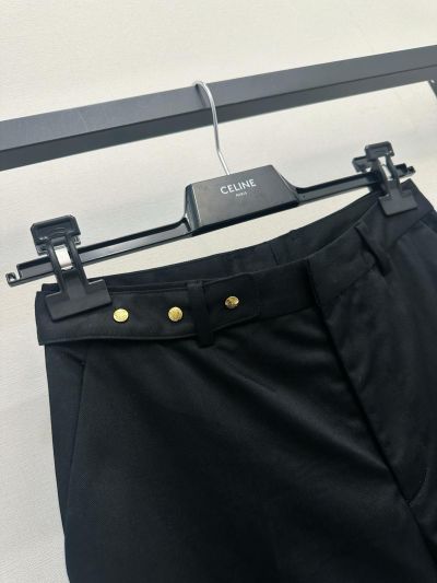 Celine Leather Wide-Leg Pants in Black