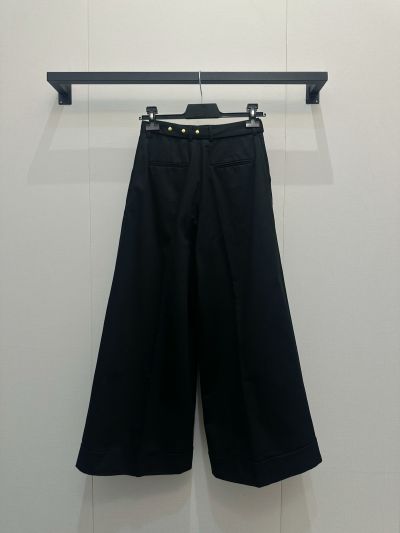 Celine Leather Wide-Leg Pants in Black