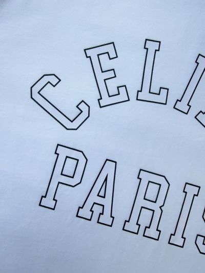 Celine Long Sleeve Crew Neck T-Shirt in White