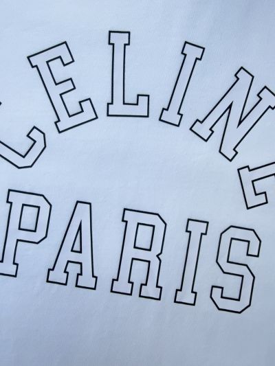 Celine Long Sleeve Crew Neck T-Shirt in White