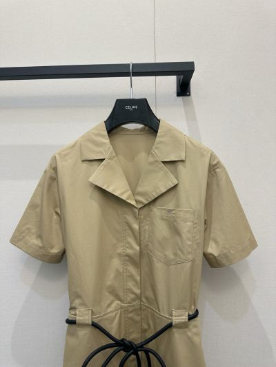 Celine Long Sleeve Silk Shirt in Beige