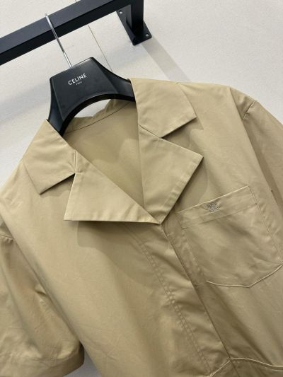Celine Long Sleeve Silk Shirt in Beige