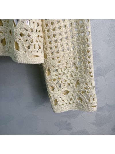 Celine Openwork Crochet Cardigan in White and Black