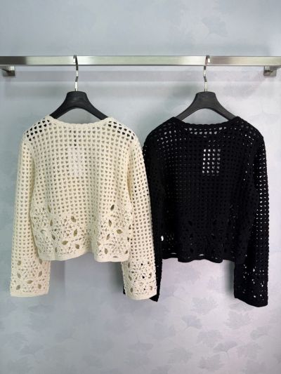 Celine Openwork Crochet Cardigan in White and Black