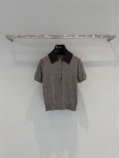 Celine Short Sleeve Embroidered Pants in Grey