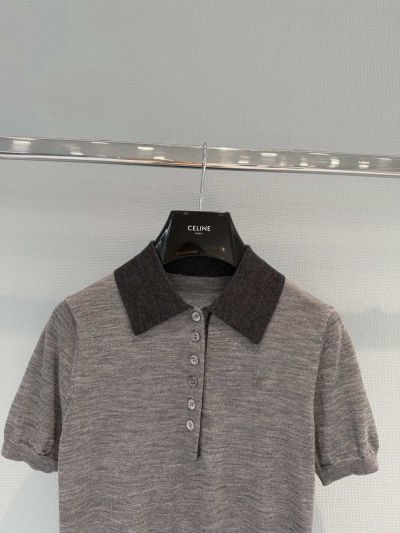 Celine Short Sleeve Embroidered Pants in Grey