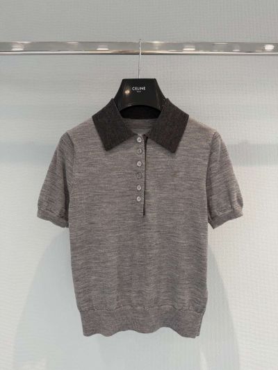 Celine Short Sleeve Embroidered Pants in Grey