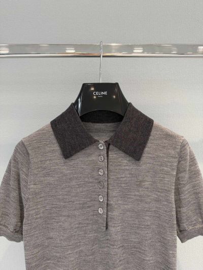 Celine Short Sleeve Embroidered Pants in Grey