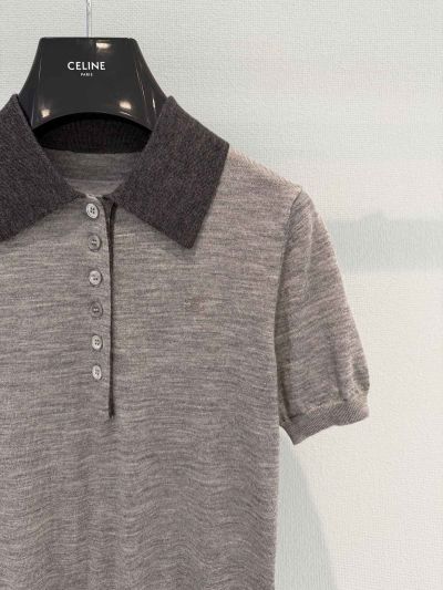 Celine Short Sleeve Embroidered Pants in Grey